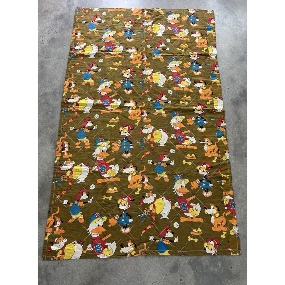 Vintage Handmade Scrappy Quilt Patchwork Novelty Character Fabric 44" X 72"